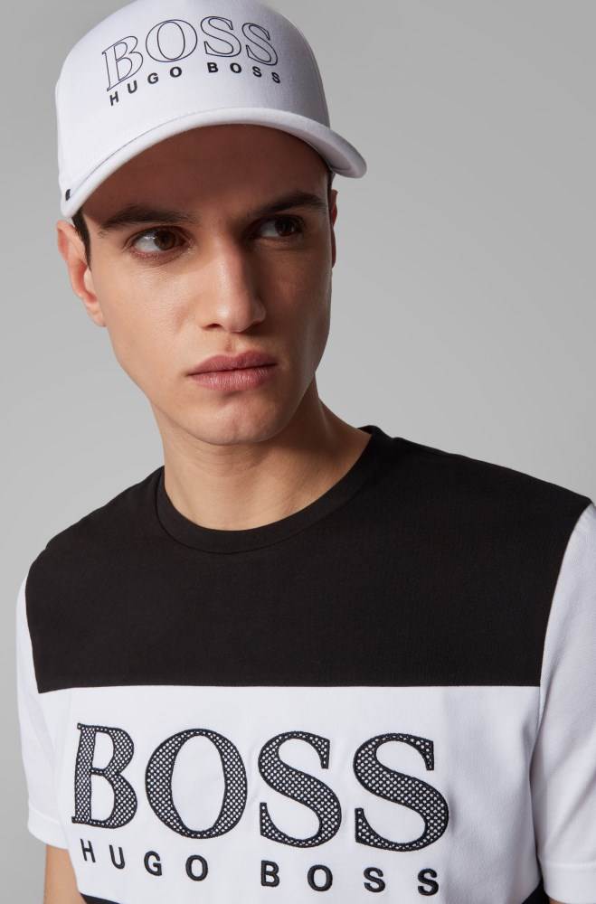 Hugo Boss Bomull-blend cap Hvite | FVKgAYDc