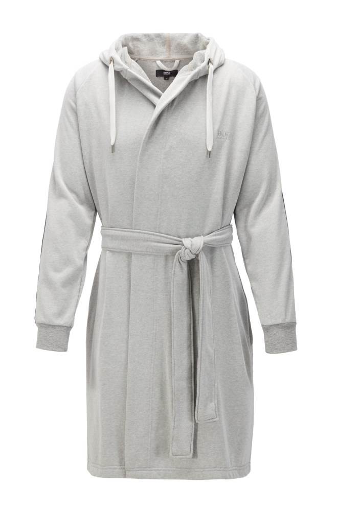 Hugo Boss Bomull-blend hooded bathrobe Grå | 8xdEbHrv