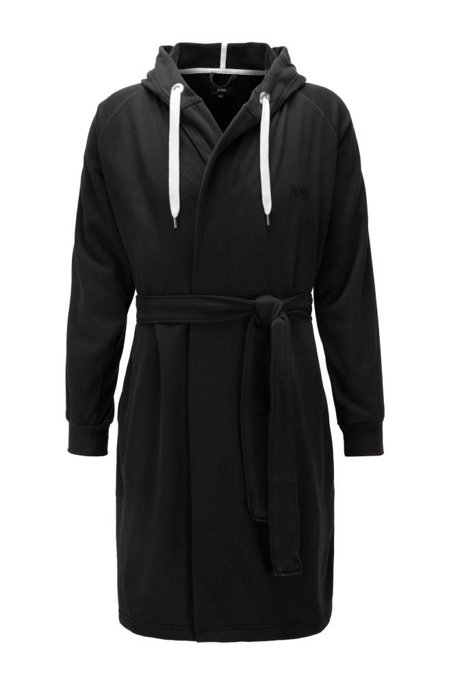 Hugo Boss Bomull-blend hooded bathrobe Svarte | ZIfHhHag