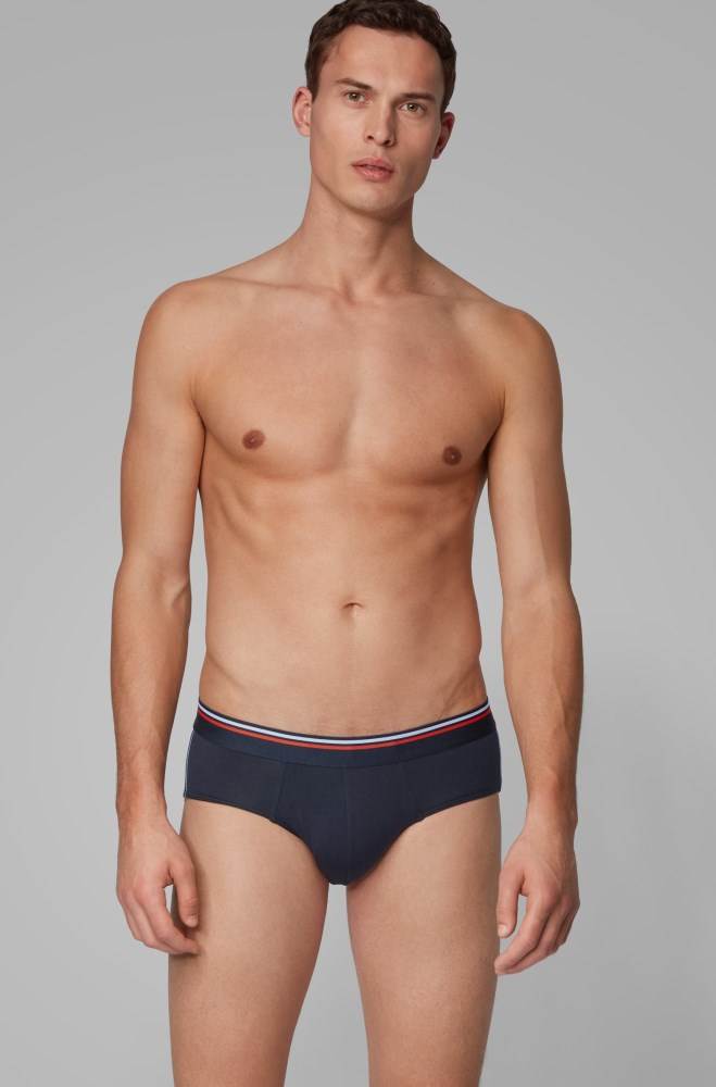 Hugo Boss Bomull-blend jersey briefs Mørke Blå | 9nvnt1iG