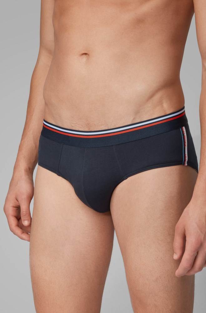 Hugo Boss Bomull-blend jersey briefs Mørke Blå | 9nvnt1iG