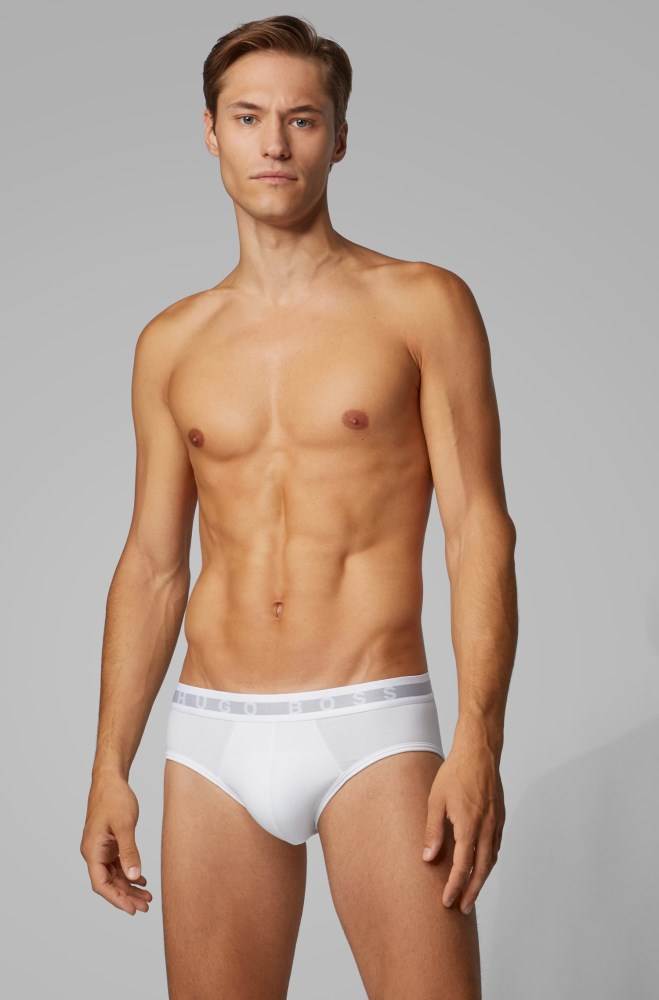 Hugo Boss Bomull-blend logo briefs Hvite | 0JKfUvXB