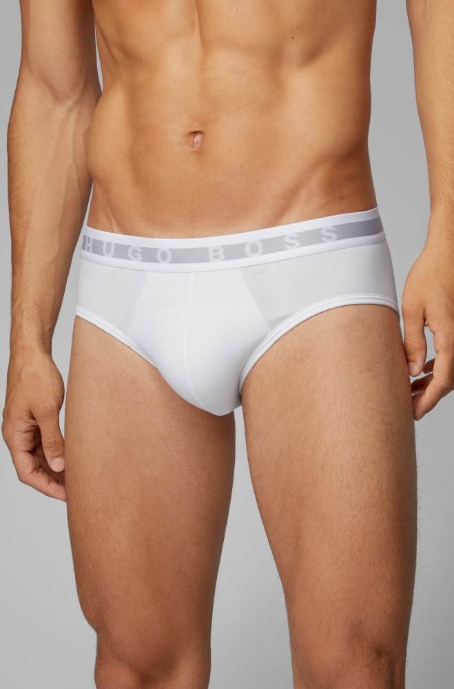 Hugo Boss Bomull-blend logo briefs Hvite | 0JKfUvXB