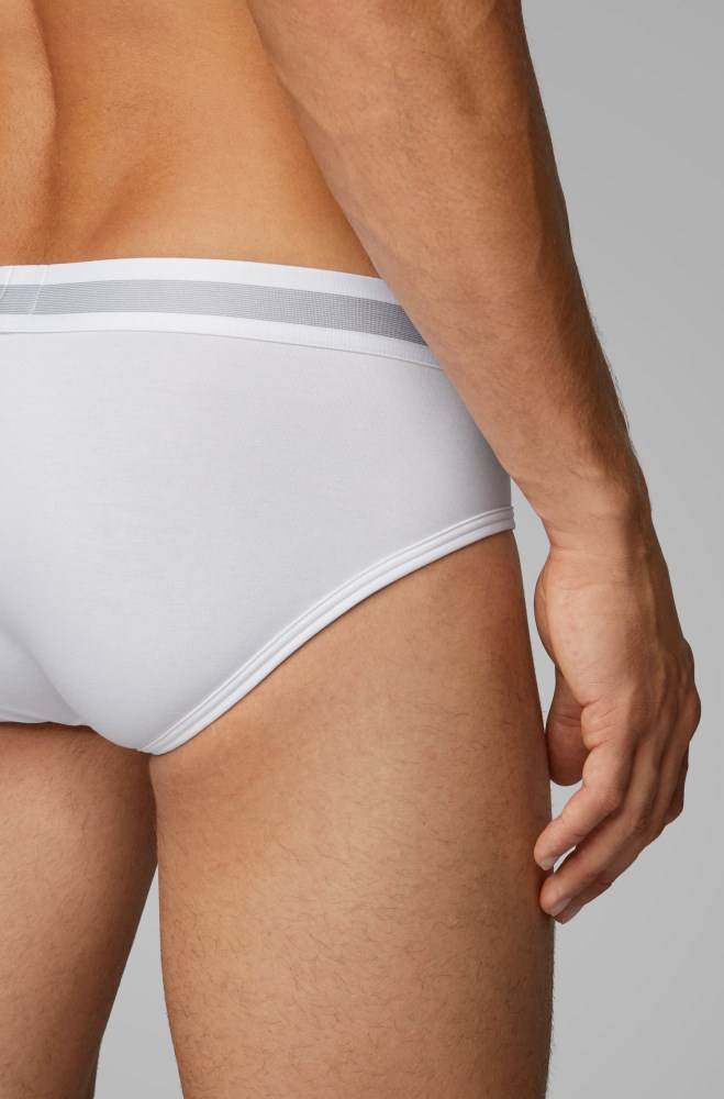 Hugo Boss Bomull-blend logo briefs Hvite | 0JKfUvXB