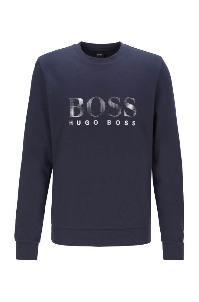 Hugo Boss Bomull-blend loungewear sweatshirt Mørke Blå | 9o9iukAk