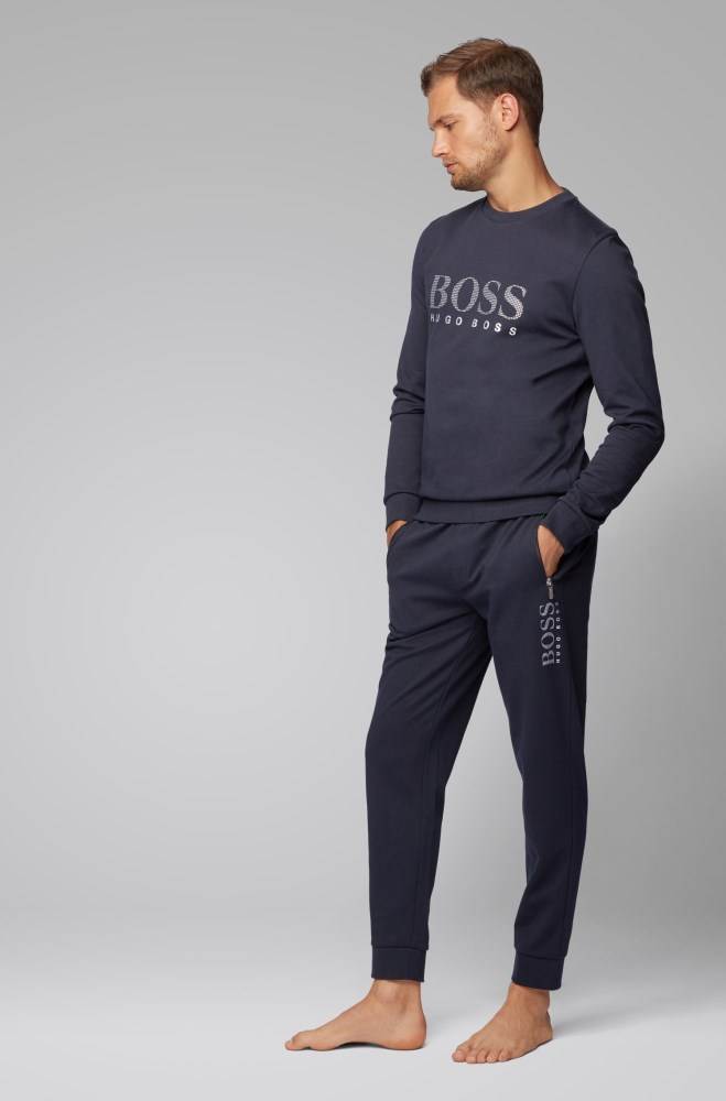 Hugo Boss Bomull-blend loungewear trousers Mørke Blå | q4UZDBO2