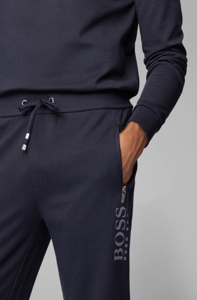 Hugo Boss Bomull-blend loungewear trousers Mørke Blå | q4UZDBO2