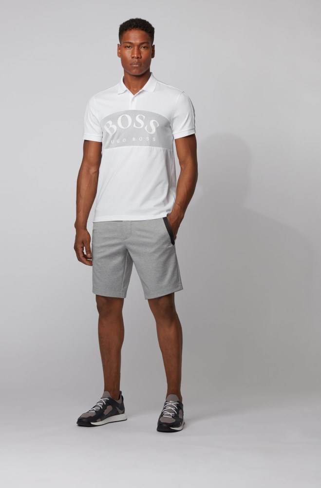 Hugo Boss Bomull-blend polo shirt Hvite | foNlcGdR