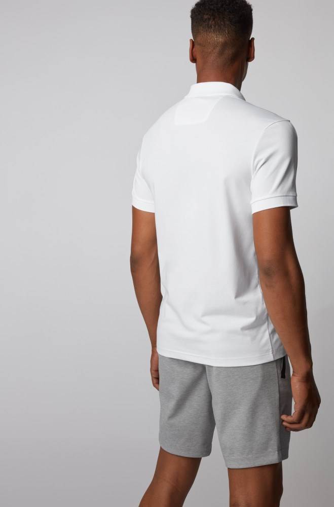 Hugo Boss Bomull-blend polo shirt Hvite | foNlcGdR