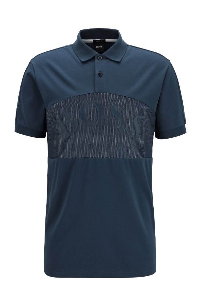 Hugo Boss Bomull-blend polo shirt Mørke Blå | EadCjK7k