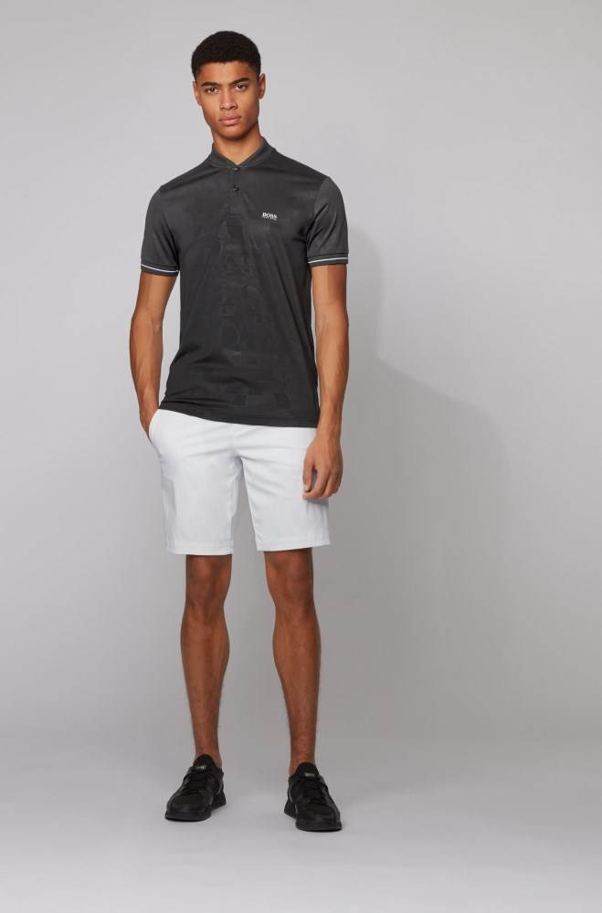 Hugo Boss Bomull-blend polo shirt Svarte | rXZDvTf3