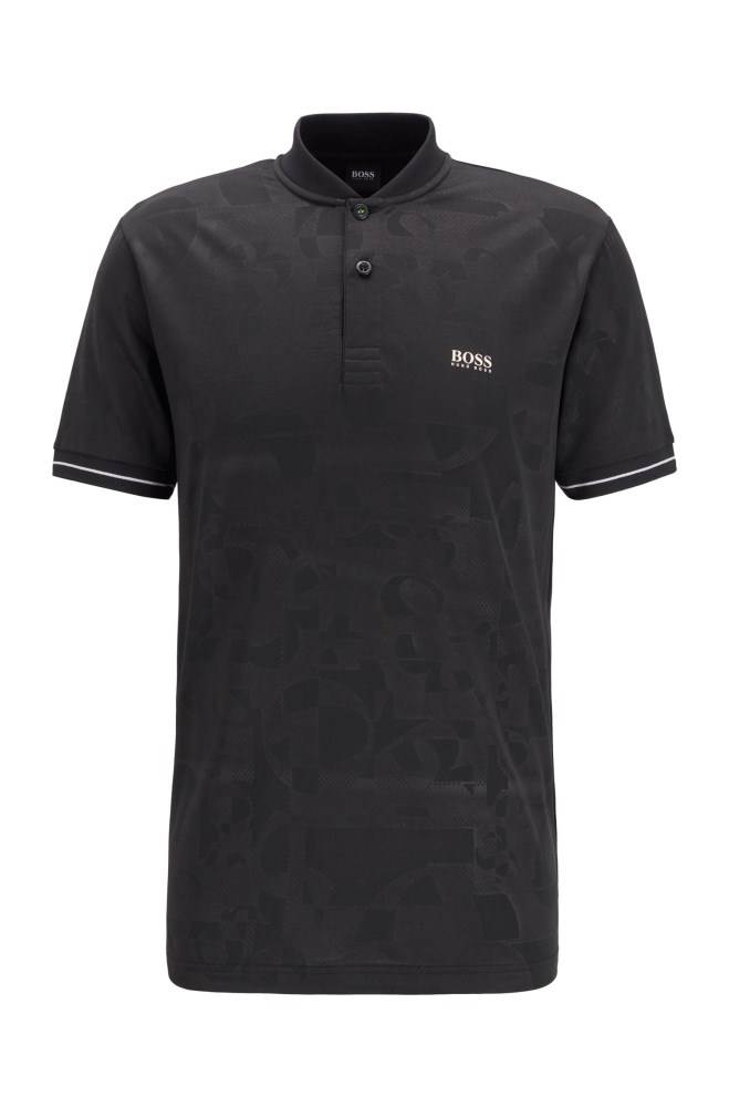 Hugo Boss Bomull-blend polo shirt Svarte | rXZDvTf3