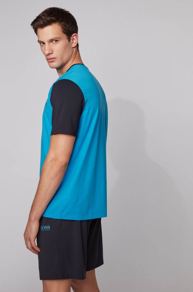 Hugo Boss Bomull-blend pyjama T-shirt Blå | FRXktgKl