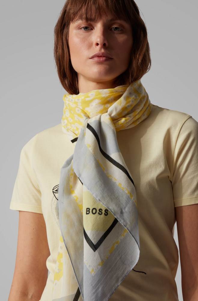 Hugo Boss Bomull-blend square scarf Patterned | ox9702ND