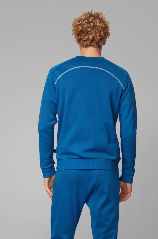 Hugo Boss Bomull-blend sweatshirt Blå | TNd31i9T