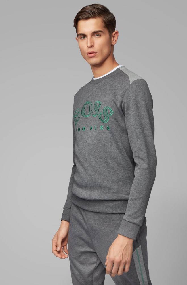 Hugo Boss Bomull-blend sweatshirt Grå | iDGBqrod