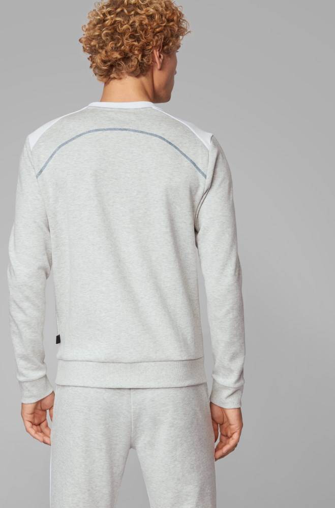 Hugo Boss Bomull-blend sweatshirt Lyse Grå | DM9uy0ku