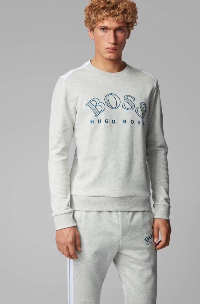 Hugo Boss Bomull-blend sweatshirt Lyse Grå | DM9uy0ku