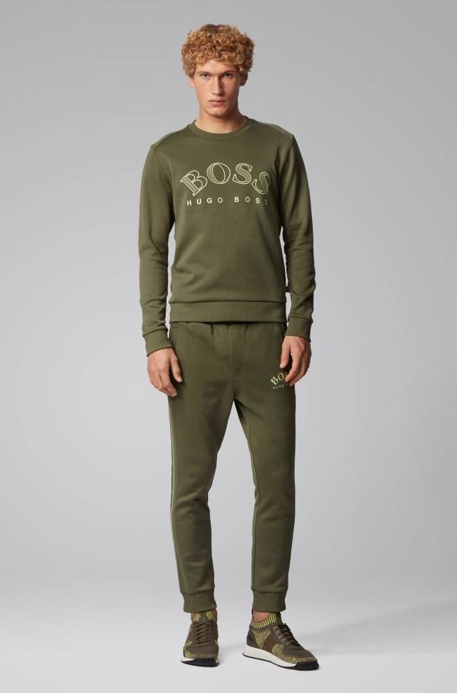 Hugo Boss Bomull-blend sweatshirt Mørke Grønn | 4CYct3Lt