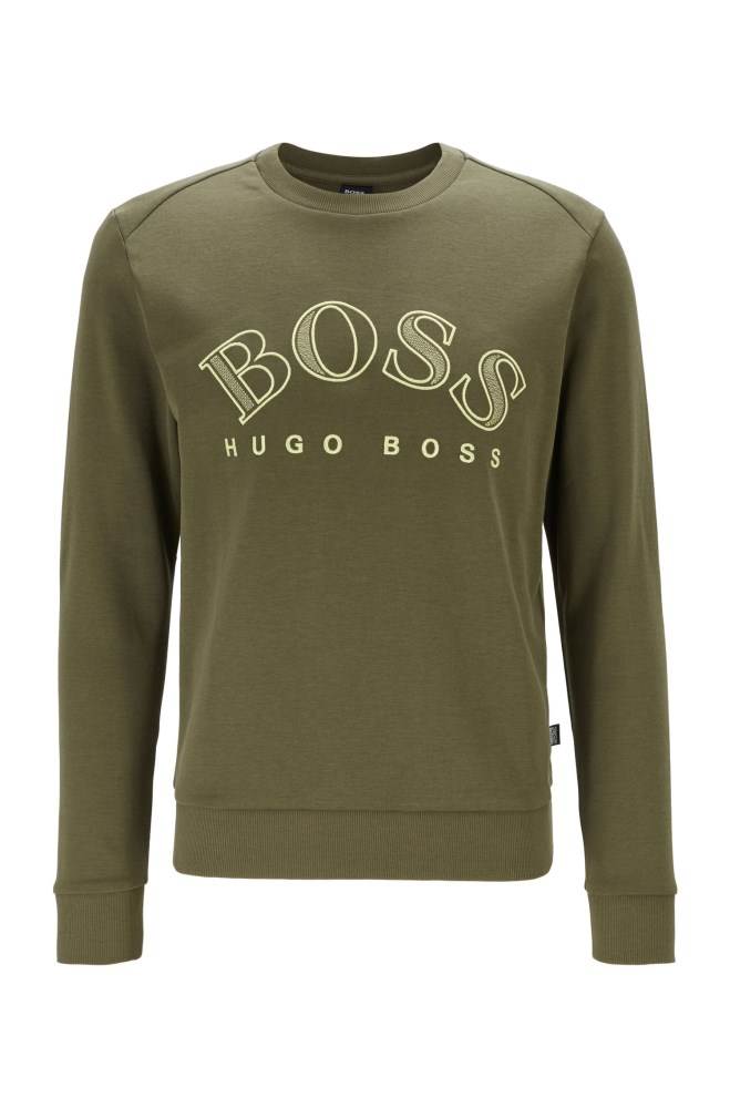 Hugo Boss Bomull-blend sweatshirt Mørke Grønn | 4CYct3Lt