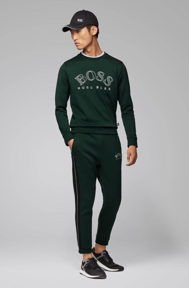 Hugo Boss Bomull-blend sweatshirt Mørke Grønn | 9uAOADSj