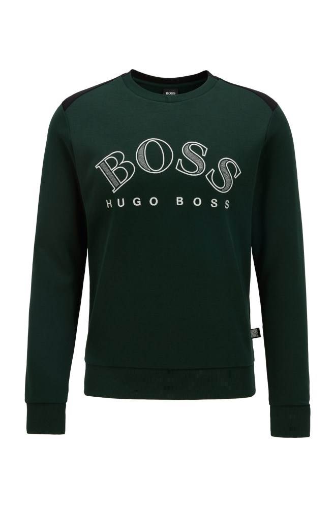 Hugo Boss Bomull-blend sweatshirt Mørke Grønn | 9uAOADSj