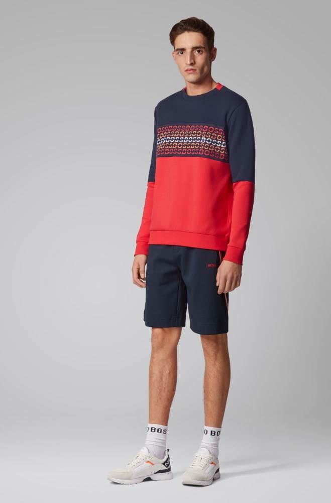 Hugo Boss Bomull-blend sweatshirt Mørke Blå | dRvem3TM