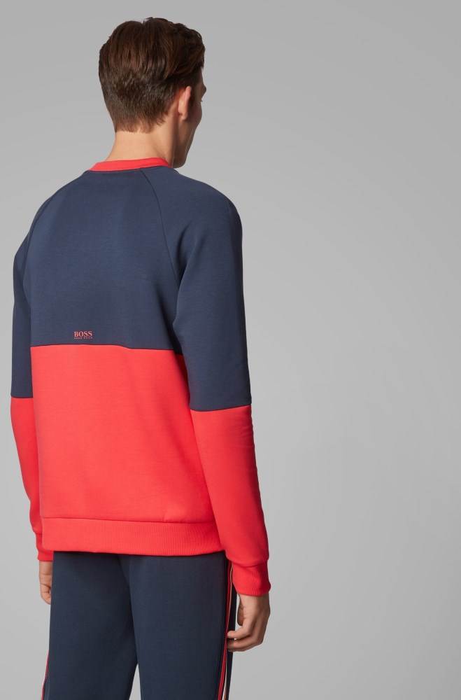 Hugo Boss Bomull-blend sweatshirt Mørke Blå | dRvem3TM