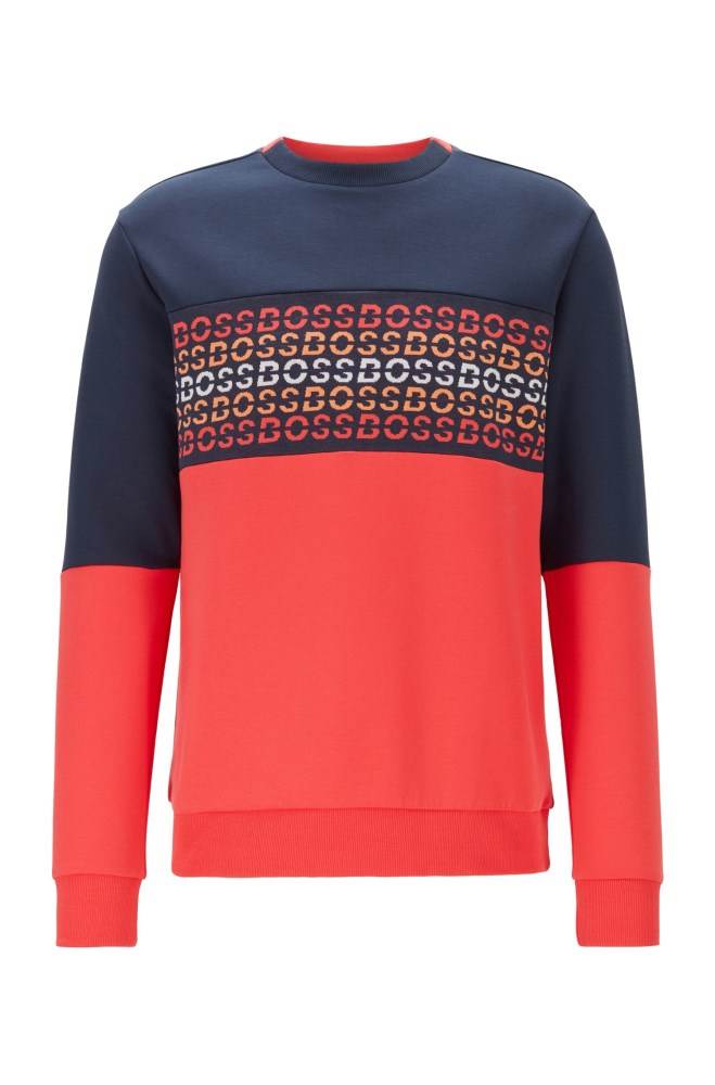 Hugo Boss Bomull-blend sweatshirt Mørke Blå | dRvem3TM