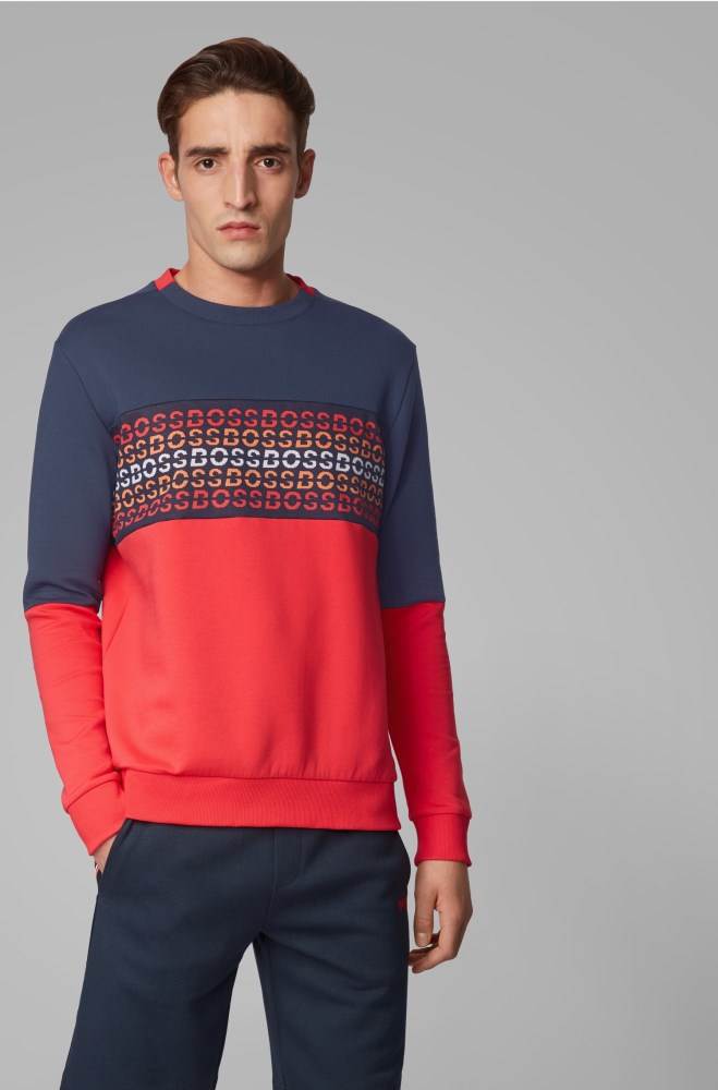 Hugo Boss Bomull-blend sweatshirt Mørke Blå | dRvem3TM