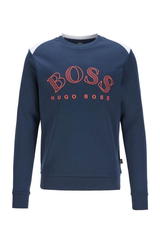 Hugo Boss Bomull-blend sweatshirt Mørke Blå | vKXODG8q