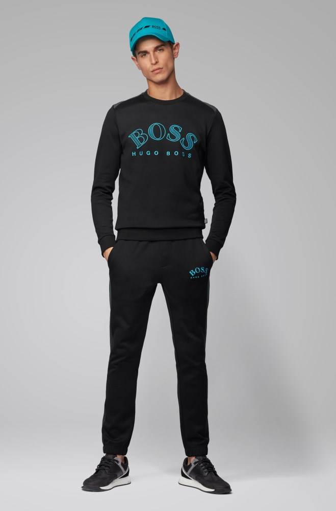 Hugo Boss Bomull-blend sweatshirt Svarte | 8FtvJNEW