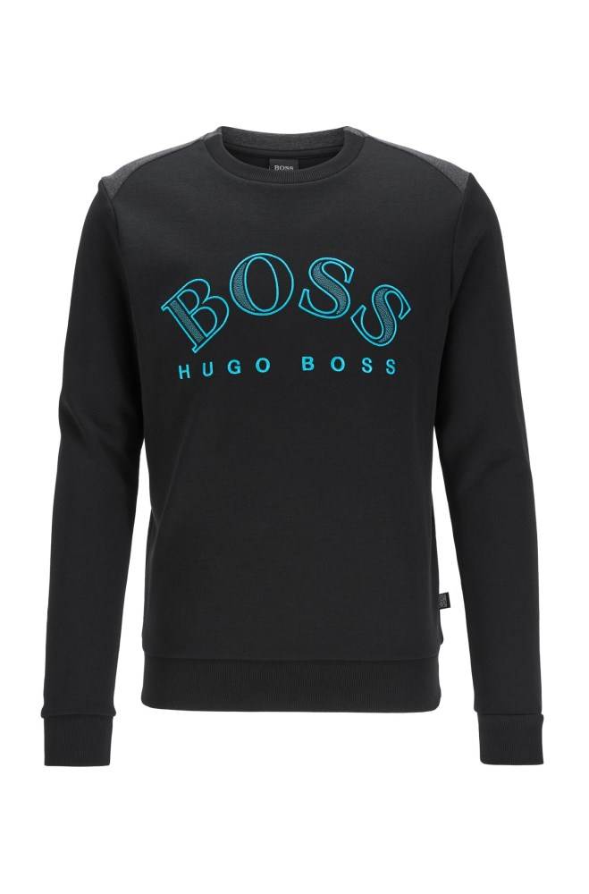 Hugo Boss Bomull-blend sweatshirt Svarte | 8FtvJNEW