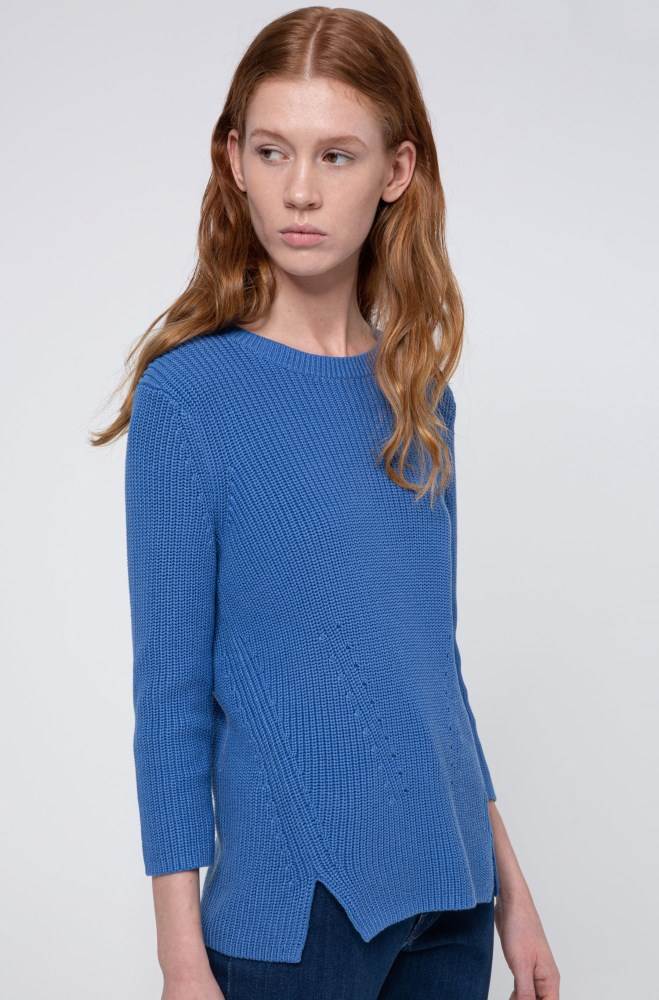 Hugo Boss Bomull crew-neck sweater Blå | ltXknpoZ