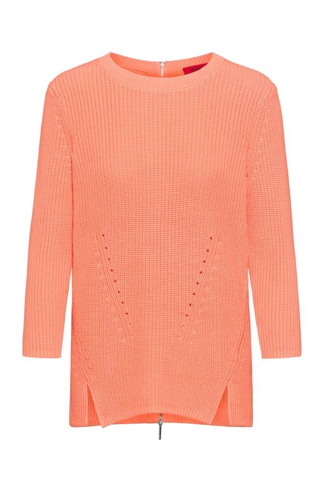 Hugo Boss Bomull crew-neck sweater Lyse Oransje | 52spIVfG