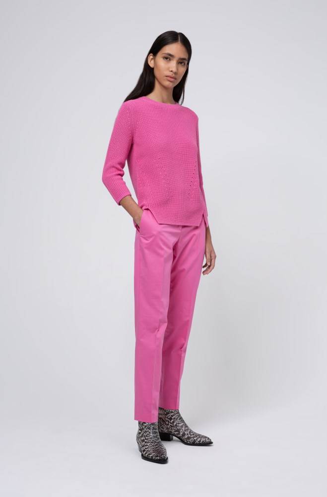 Hugo Boss Bomull crew-neck sweater Rosa | nSVGKtP5