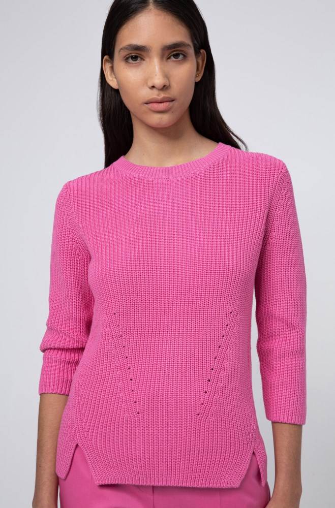 Hugo Boss Bomull crew-neck sweater Rosa | nSVGKtP5