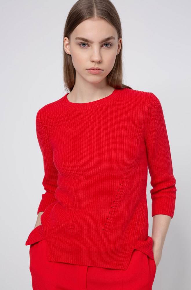 Hugo Boss Bomull crew-neck sweater Rød | H10vfZJN