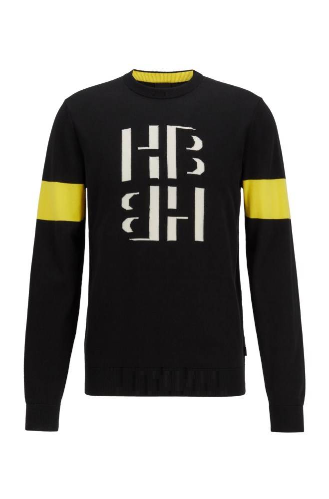 Hugo Boss Bomull crew-neck sweater Svarte | fMrHELC8