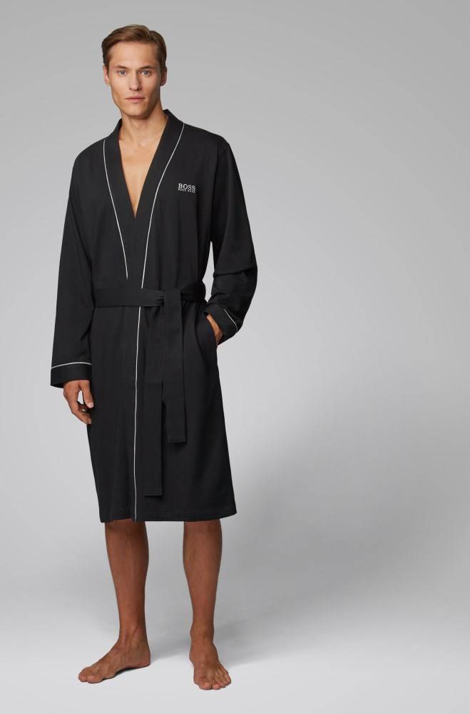 Hugo Boss Bomull dressing gown Svarte | TLhaxHbe