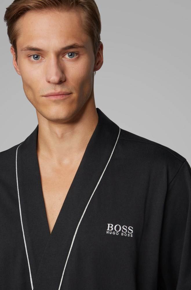 Hugo Boss Bomull dressing gown Svarte | TLhaxHbe