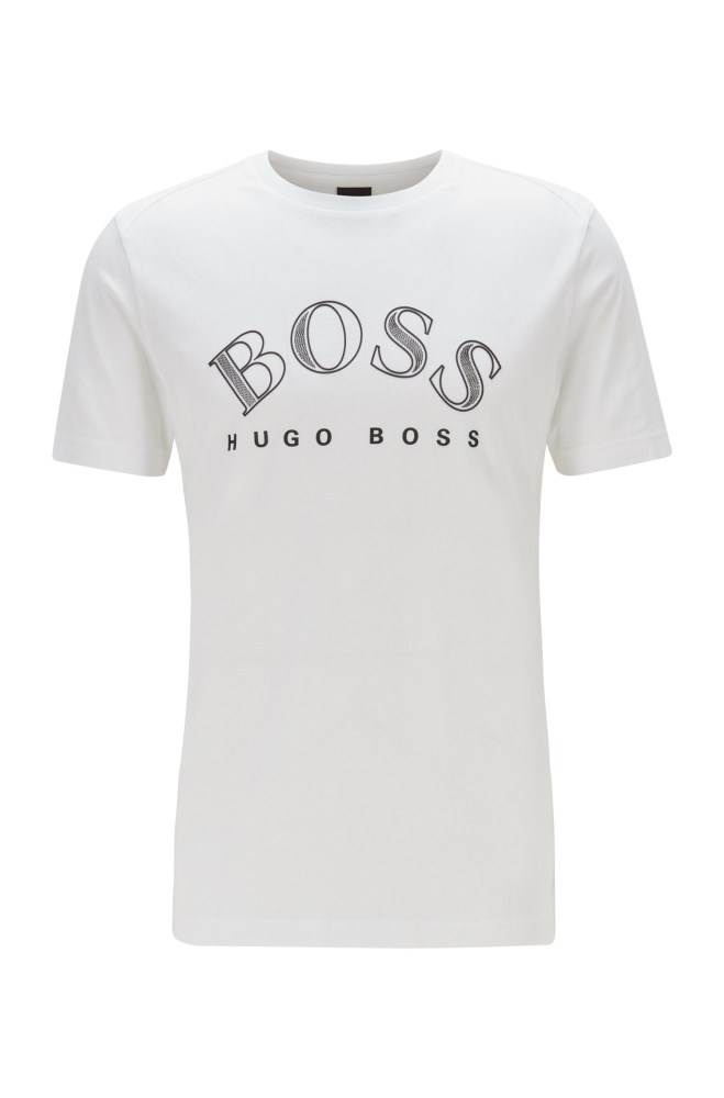 Hugo Boss Bomull-jersey T-shirt Hvite | 76pG1Dne