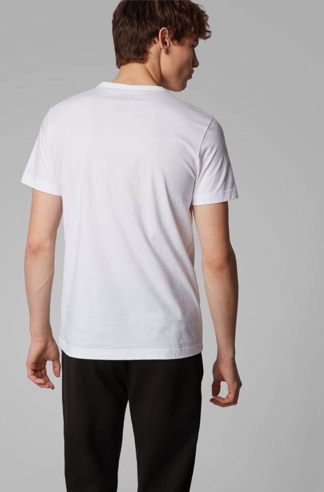 Hugo Boss Bomull jersey T-shirt Hvite | BOsG4vFg