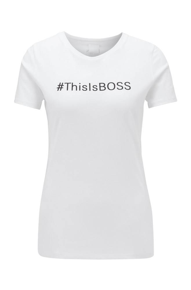 Hugo Boss Bomull-jersey T-shirt Hvite | ED5gj7NS