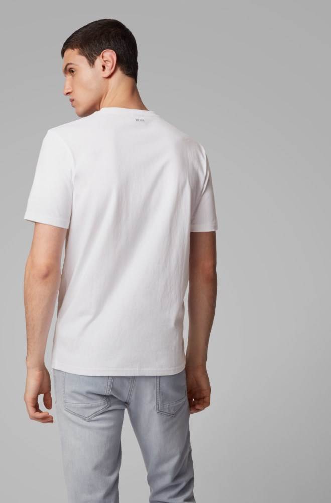 Hugo Boss Bomull-jersey T-shirt Hvite | NwbTBi7z