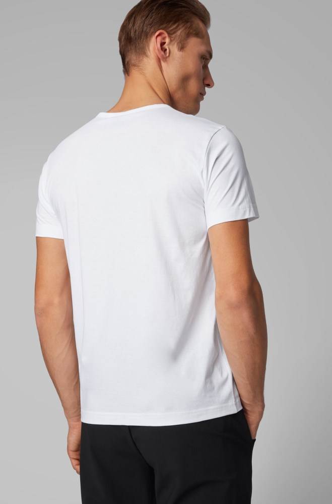 Hugo Boss Bomull jersey T-shirt Hvite | droDy3dl