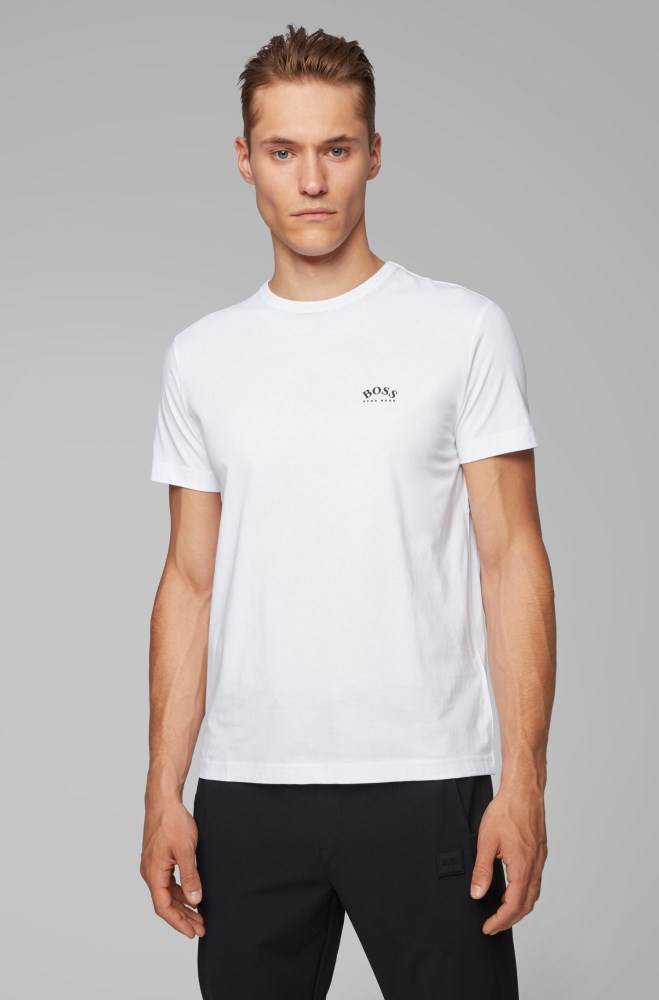 Hugo Boss Bomull jersey T-shirt Hvite | droDy3dl