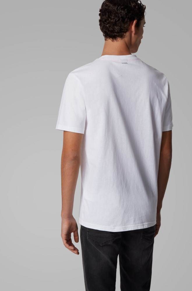 Hugo Boss Bomull-jersey T-shirt Hvite | guGdLZRJ