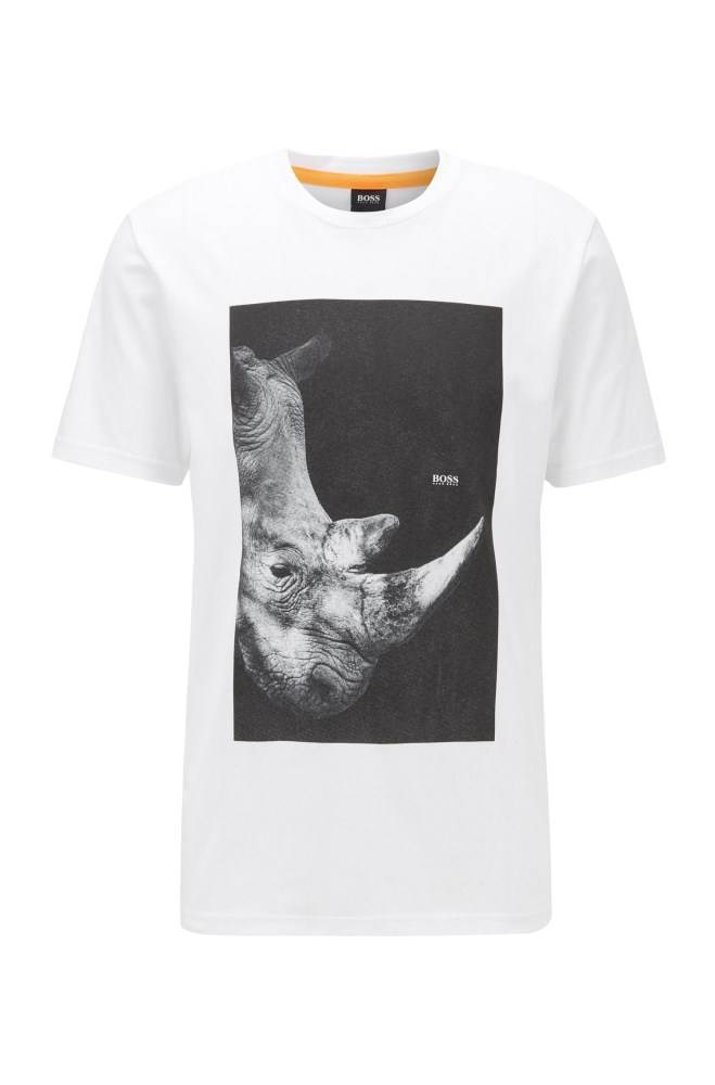 Hugo Boss Bomull-jersey T-shirt Hvite | guGdLZRJ