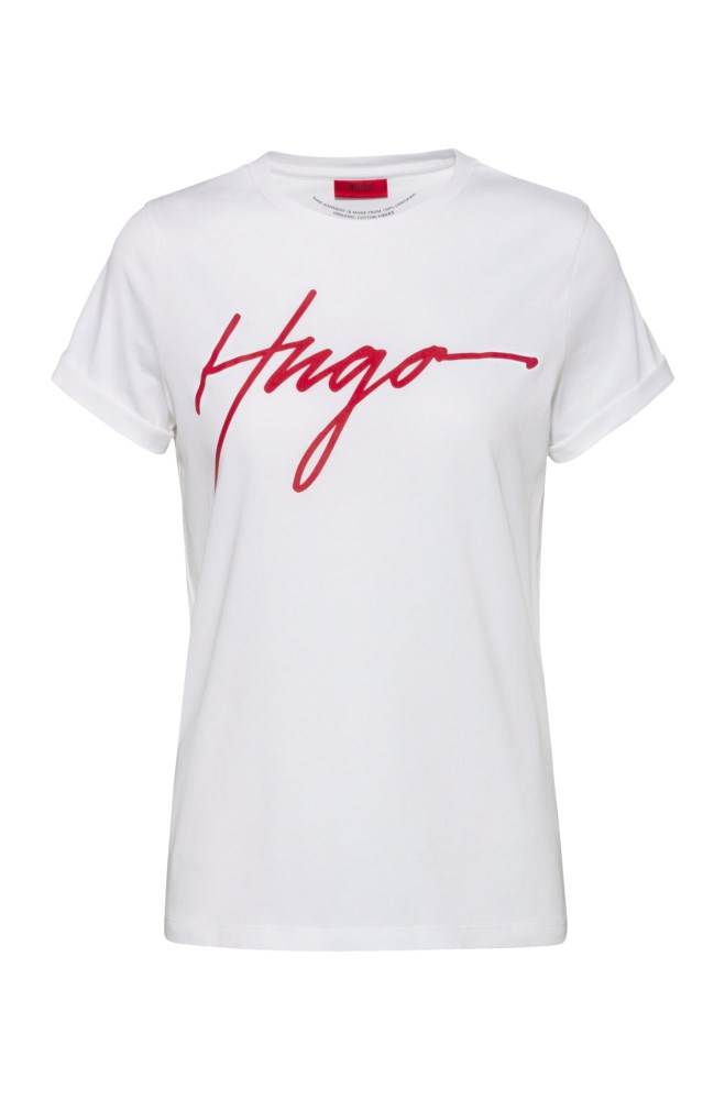 Hugo Boss Bomull jersey T-shirt Hvite | hnlguqC4